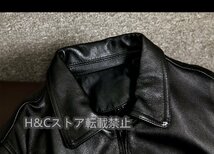 高級感満載！ レザージャケット シングルライダース 革ジャン カウハイド 牛革 バイクレザー 本革 メンズファッション 機関車 アメカジ_画像6