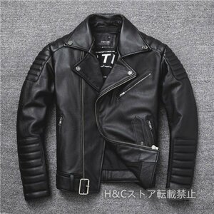 レザージャケット 上品　本革 ドクロ カウハイド ライダース ジャケット メンズファッション バイクジャケット 牛革　 革ジャン S～5XL