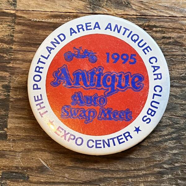 【USA vintage】缶バッジ　Antique Auto Swap Meet アンティーク　スワップミート　1995年　アメリカ　ビンテージ　缶バッチ　缶バッヂ