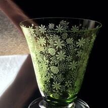 極美品オールドバカラBaccaratエリザベートElisabethワイングラス緑色グリーン/フランスアンティーク/エーデルワイス_画像3