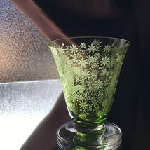 極美品オールドバカラBaccaratエリザベートElisabethワイングラス緑色グリーン/フランスアンティーク/エーデルワイス_画像10