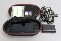 1円～ SONY PlayStation Vita プレイステーション ヴィータ Wi-Fiモデル PCH-2000 ブラック ソフト2本（みんゴル6、パワプロ2014） セット_画像1