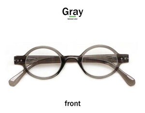 度数0　伊達メガネ　N-152グレー　老眼鏡　シニアグラス　リーディンググラス　昭和レトロ　丸メガネ