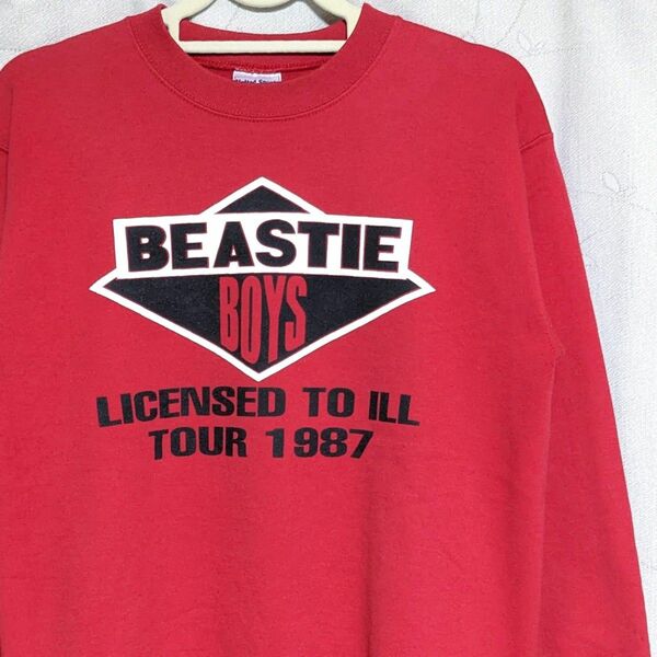 ■美品 BEASTIE BOYS スウェット 赤M 80s 90s トレーナー RAP TEE ビースティーボーイズ■