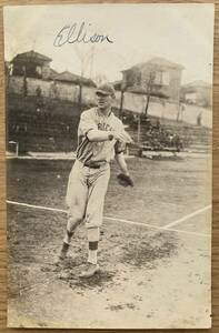 1920年 日米野球 オール・アメリカン・ナショナル ジョージ・エリソン投手 絵はがき 投球練習写真 当時もの 戦前 インディアンス b