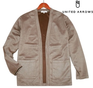 新品!! ユナイテッドアローズ スエード調 ボタンレス カーディガン ベージュ (M) ☆ UNITED ARROWS メンズ ジャケット 秋冬 春物