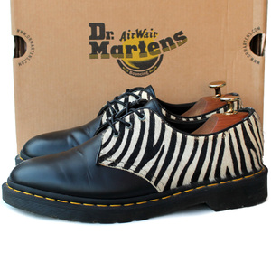 Dr.MARTENS Dr. Martens *3 отверстие обувь UK7=26 ZEB 3 отверстие обувь ZEBRA 3EYE SHOE Zebra рисунок волосы on кожа fc i-525