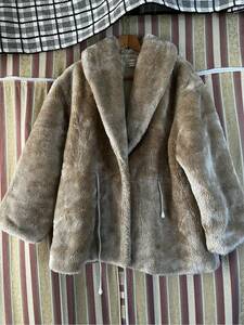  lady's fake fur coat *M* beige * beautiful goods 