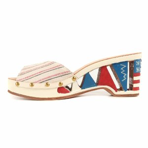 新品 visvim ビズビム サイズ:23.0cm 20SS WMV CLOG SANDAL-FOLK ハンドペイント ソール サンダル レッド WMNS US6 シューズ 靴 ブランド