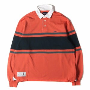 DESCENDANT ディセンダント ポロシャツ サイズ:3 19AW ボーダー ロングスリーブ ポロシャツ ラガーシャツ PUBA POLO LS オレンジ トップス