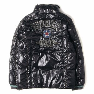 AVIREX アヴィレックス ジャケット サイズ:XL ワッペン ロゴ ミリタリー 中綿 ジップ ジャケット PADDING WAPPEN JACKE ブラック 黒