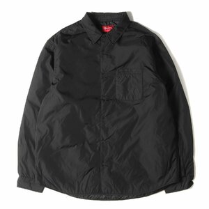 美品 Supreme シュプリーム シャツ サイズ:XL 22AW 裏地キルティング ナイロン 長袖 シャツ Nylon Filled Shirt ブラック 黒 トップス