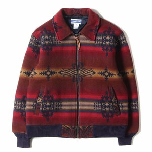 PENDLETON ペンドルトン ジャケット サイズ:S 90～00s ネイティブ柄 ウール ジップ ジャケット USA製 レッド系 アウター ブルゾン コート