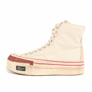 新品 visvim ビズビム サイズ:26.5cm 21AW SKAGWAY HI G.PATTEN 汚し加工 キャンバス ハイカット スニーカー アイボリー US8.5 ブランド