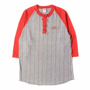 NIKE ナイキ 70s オレンジタグ ゴツナイキ ストライプ 7分袖 ベースボール Tシャツ USA製 レッド ヘザーグレー ヴィンテージ 70年代 古着