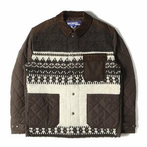 JUNYA WATANABE MAN COMME des GARCONS ジュンヤワタナベ 21AW ローゲージ フェアアイル ニット 切替 パテッド キルティング ジャケット