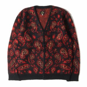 NEEDLES ニードルズ 21AW JOURNAL STANDARD 別注 ペイズリー モヘア ニット カーディガン Mohair Cardigan Paisley ブラック レッド M