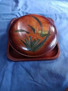木彫菓子鉢　受け皿一式　保存品
