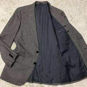 希少L！アクアスキュータム【圧倒的高級感】Aquascutum テーラードジャケット グレー系 ソフトツイード 2B 総裏地 千鳥柄 秋冬 AB6