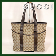 ★10,000円スタート★【GUCCI】グッチGGキャンバス×レザートートバッグ145971/200047_画像2