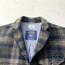 A13 ユナイテッドアローズ GREEN LABEL RELAXING〈MOON社生地Yorkshire Tweed〉テーラード アンコンジャケット ツイード チェック カーキ M_画像5