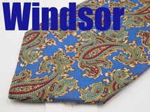 OB 063 タイラック ウィンザー Windsor Tie Ruck ネクタイ 緑 青色系 ペーズリー柄 プリント_画像1