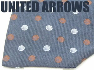 OB 210【Wネーム】ニッキー ユナイテッドアローズ Nicky UNITED ARROWS ネクタイ 紺色系 ドット柄 ジャガード