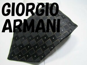 NA 586 ジョルジョアルマーニ GIORGIO ARMANI ネクタイ 黒系スクエアパターン ジャガード