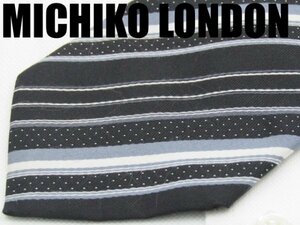 OB 193 ミチコロンドンコシノ MICHIKO LONDON KOSHINO 黒色系 ストライプ柄 ジャガード