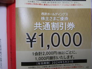 最新 24年5月【20000円分】 西武鉄道 西武HD 株主優待券 共通割引券 1000円 ×20枚セット プリンスホテル 西武 ホテル 遊園地 即決