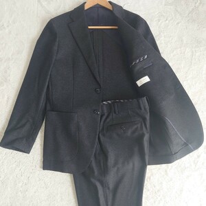 1円~ LESMUES 洋服の青山 メンズ2ボタンスーツ A体6号 Ｌサイズ ウール BISHU 尾州モデル グレー