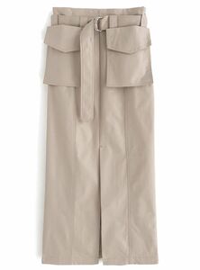 ポケットベルト付きフロントスリットロングスカート[tu814] 定価¥2,499