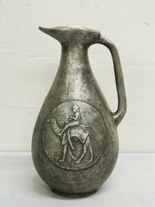 408 西大由 製作 平山郁夫 原画 鋳銅 駱駝文瓶 花瓶 フラワーベース 中古