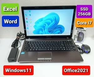 ASUS Core i7 2670QM SSD256GB ノートパソコン Windows11 Office2021 エクセル ワード パワーポイント ブルーレイ パソコンセット☆