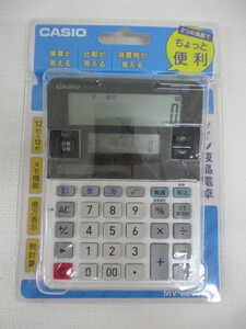 ⇔ 53　電卓　CASIO カシオ ツイン液晶電卓 ミニジャストタイプ 12桁 MV-220W-N 検： 事務 店舗用品 OA機器 税率算 早打ち 未使用・保管品