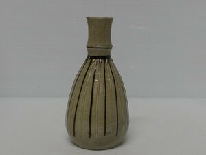 【関東初荷2 江戸時代 瀬戸 麦藁手 茶筅徳利 15.4cm 酒器 絵瀬戸 徳利 御深井 】