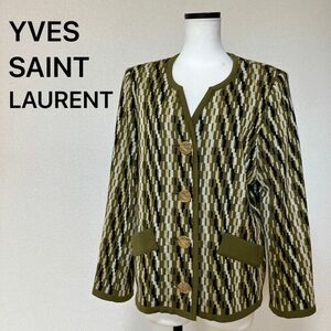 YVES SAINT LAURENT ノーカラージャケット　金ボタン　Lサイズ