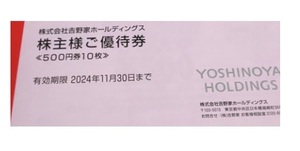 吉野家　株主優待拳　1冊（500円券×10枚）有効期限 2024年11月30日