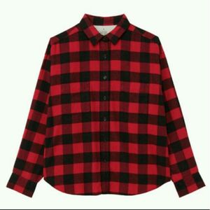 新品　無印良品　オーガニックコットン　チェックシャツ　S ネルシャツ 赤 レッド