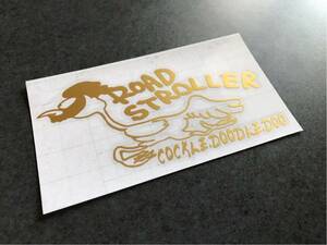 送料無料♪ ROAD STROLLER ステッカー 左向き ゴールド US アメ車 旧車 トラック 世田谷ベース ハーレー カブ エアフォース ステンシル