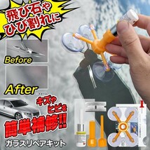 フロントガラス 飛び石 車 リペアキット 修理 ガラスリペア DIY 自分で 修理 補修 傷 セルフ カー用品 ガラス修理 ガラスリペアキットDL_画像1