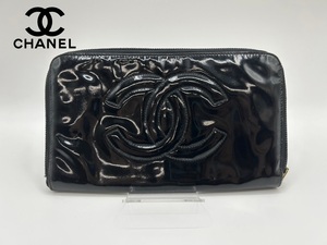 11-10-1 CHANEL シャネル ココマーク パテントレザー 長財布 ウォレット 札入れ 小銭入れ メンズ レディース ブラック エナメル 財布