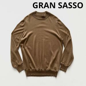 GRAN SASSO グランサッソ モックネック ウール ハイゲージ ニット セーター 52 キャメル 12ゲージ プルオーバー イタリア製 長袖 国内正規