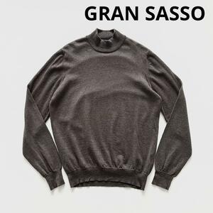 GRAN SASSO グランサッソ モックネック ウール ハイゲージ ニット セーター 52 グレージュ系 12ゲージ プルオーバー イタリア製 長袖