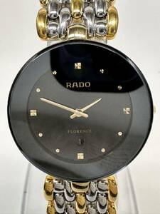 【W11N11】 1円スタート RADO FLORENCE / 160.3677.2 ラドー フローレンス 黒色文字盤 クオーツ デイト メンズ 腕時計