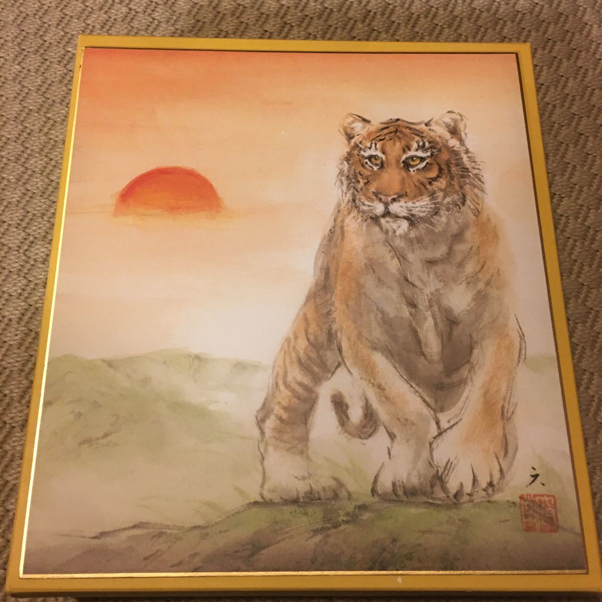 Buy it now Fujiwara Rokugen-do Zodiac Shikishi Tiger Reproduction Shikishi Painting Japanese Painting Zodiac Tiger Shipping \230, Artwork, book, colored paper