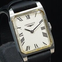 LONGINES ロンジン ローマンダイヤル 手巻き SS/革 アンティーク レクタングル スクエア USED品 レディース 腕時計 「22781」_画像2