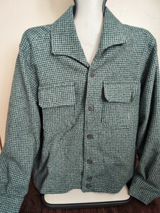 ウール地　チェック柄　イタリアンカラーシャツジャケット　ロカビリー　50'sスタイル ブルゾン
