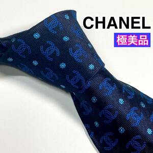 極美品 CHANEL シャネル　ネクタイ　高級シルク　極大ココマーク