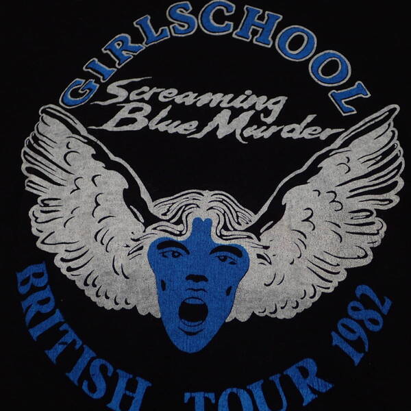 ■ 80s Girlschool Vintage T-shirt ■ ガールスクール ヴィンテージ Tシャツ 当時物 本物 バンドT ロックT